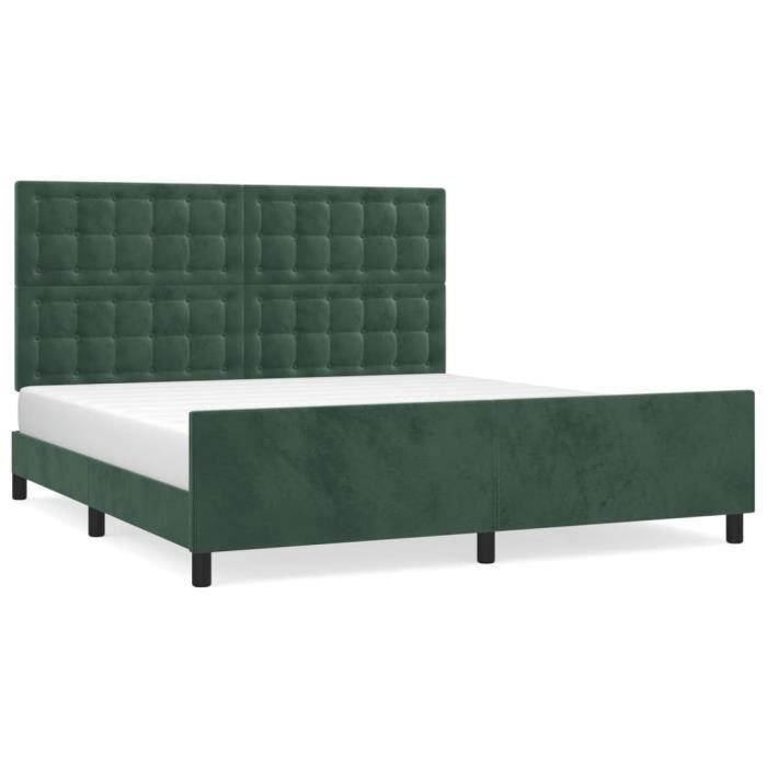VidaXL Bed Frame with Headboard Dark Green 160x200 Cm Velvet3126010