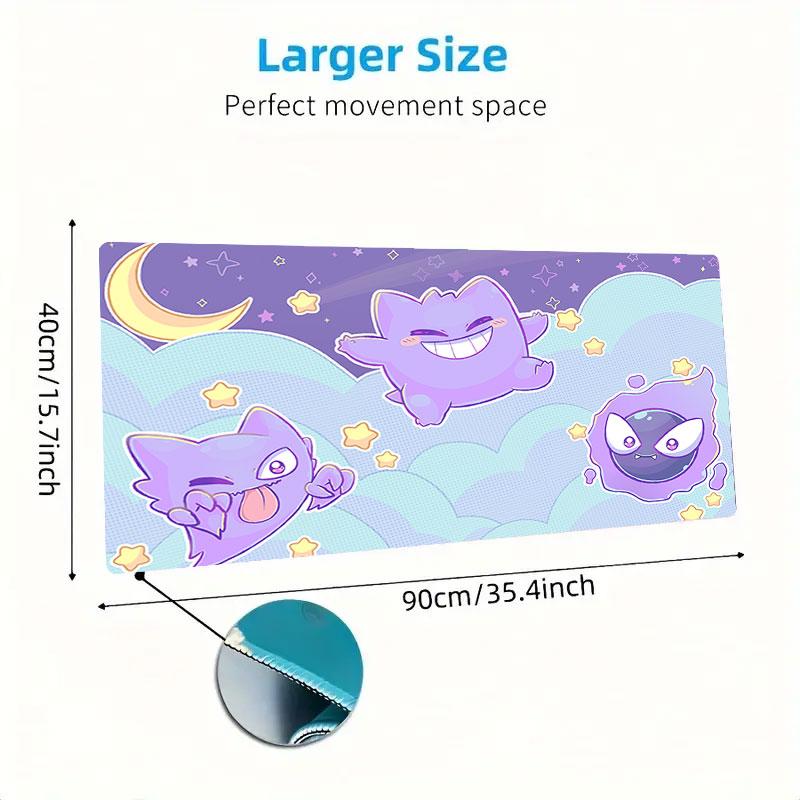 Gengar Cartoon Mouse Pad, Large Gaming Desk Mat, Non-slip XXL Mousepad for Laptop & Tablet, Mini PC Playmat with Stitched Edges