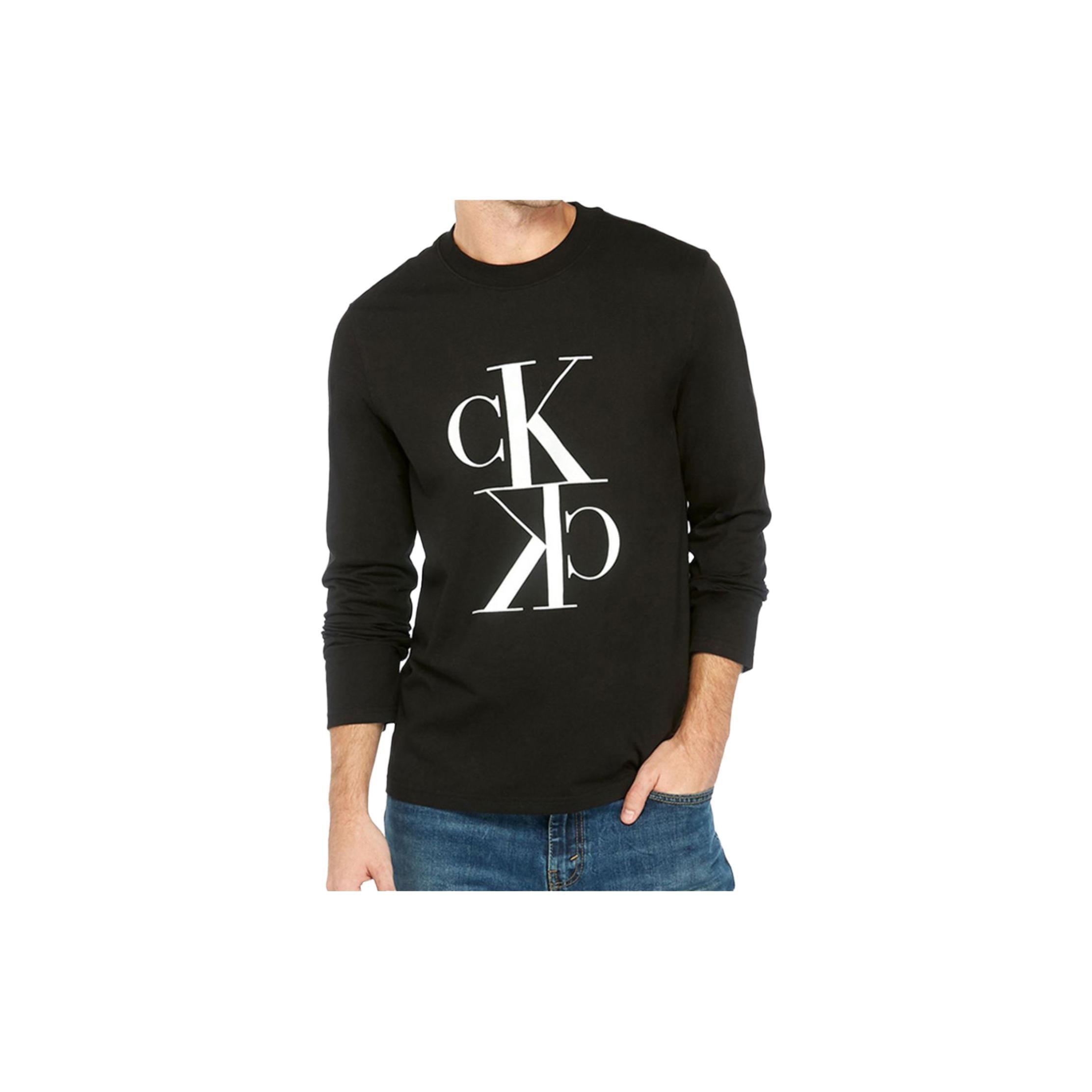 

Calvin Klein Letter Print Long Sleeve T-Shirt Men tops Black 41T0174-010 XL