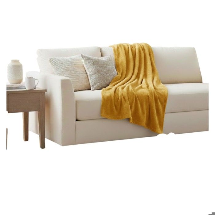Plaid 180 x 230 cm Flanelle douceur Jaune