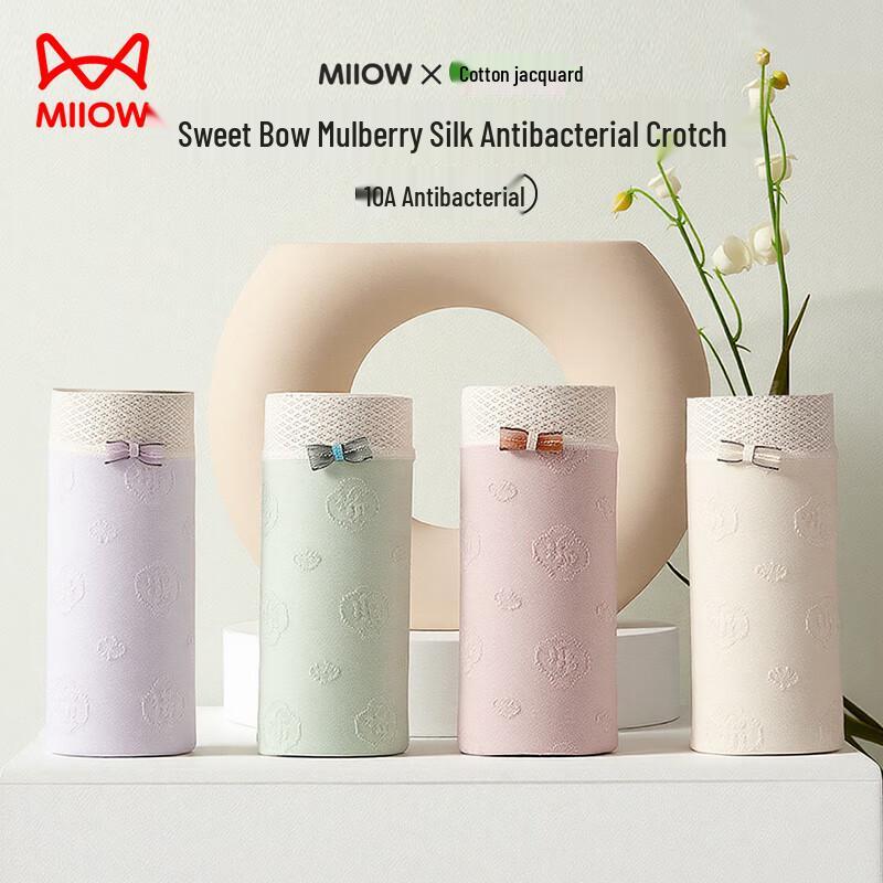 

Mao Ren Women s Sweet Bow Cotton Antibacterial Briefs (4-Pack) L (100-120 jin)