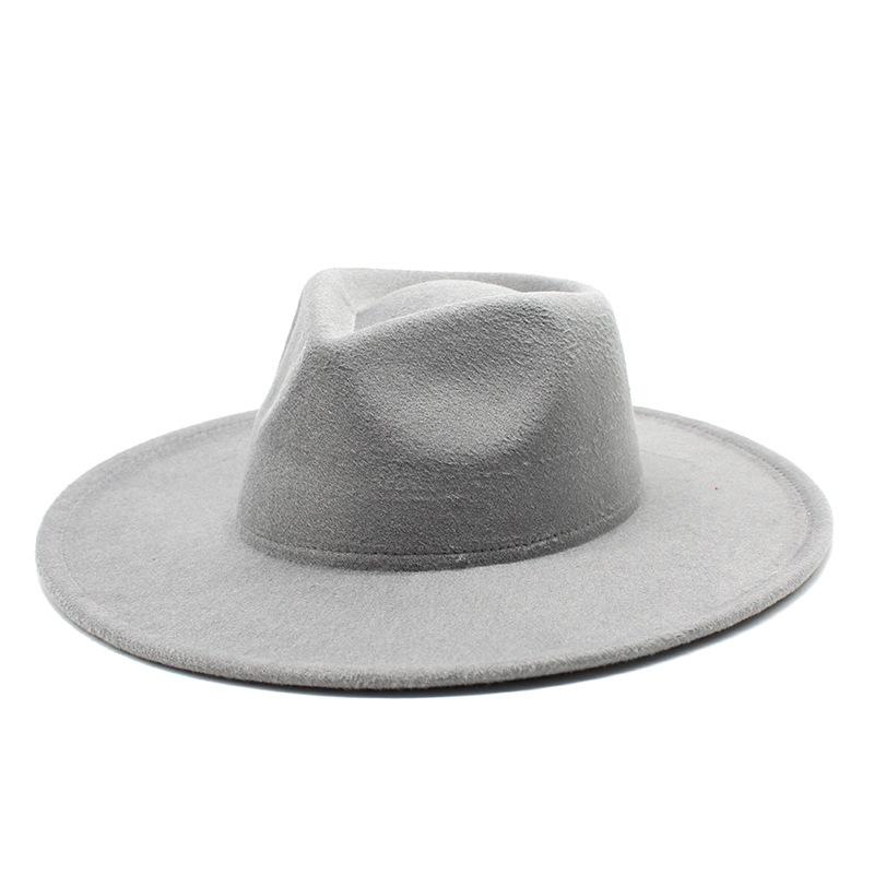 Wool Top Hat Casual Jazz Hat Tide Flat-Brimmed British Hat Ladies Big-Edged Retro Felt Hat