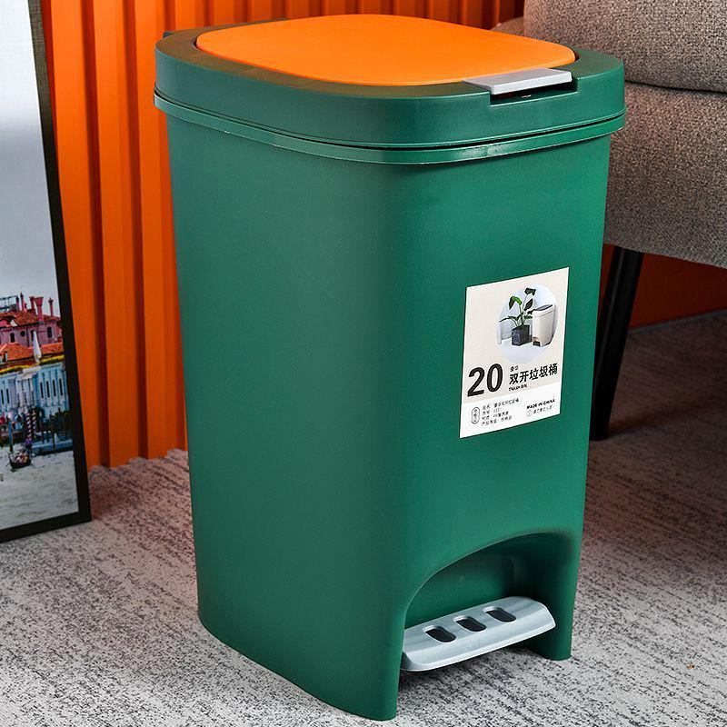 Large Odor-Proof Foot Pedal Trash Can with Lid for Home: Double Opening for Bedroom, Living Room, Kitchen, Bathroom, and Toilet.