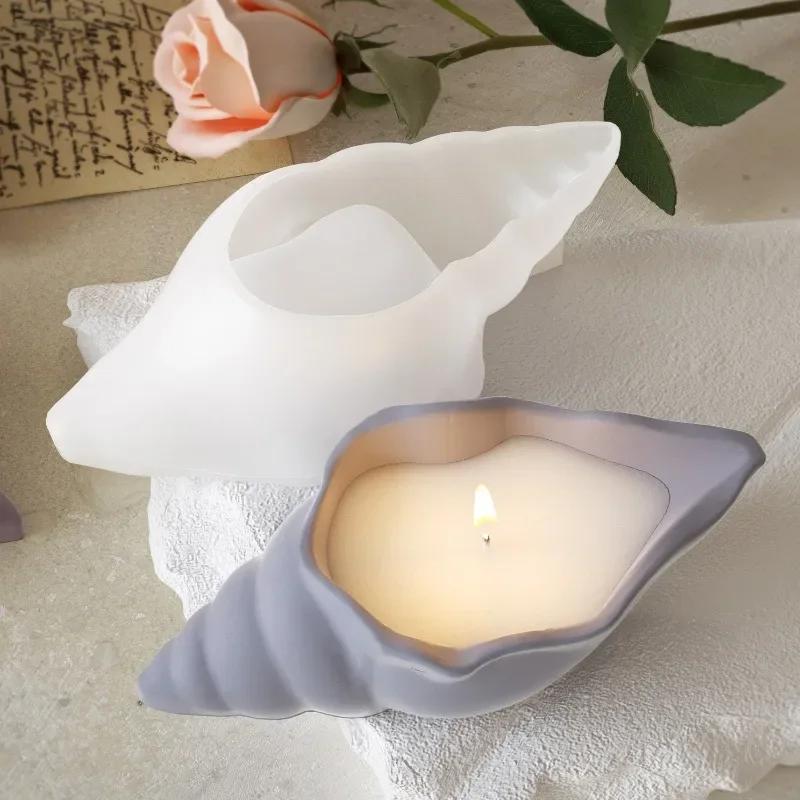 A Top Quality Crystal Drop Glue Conch Silicone Mold DIY Gypsum Resin Aromatherapy Candle Cup Gypsum Flower Pot Vase Jewelry