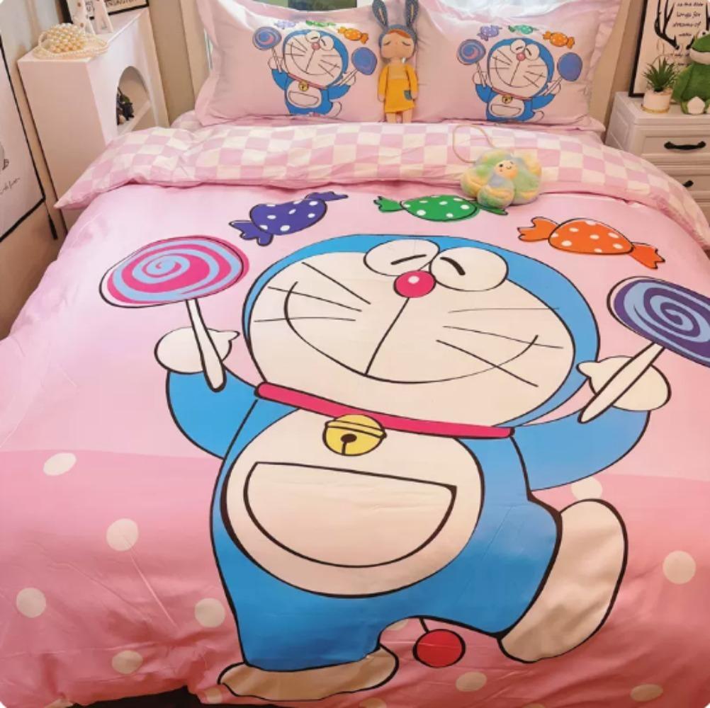 Blue robotic cat bedroom set,Children'sGift Teenagers adulte Microfibre double bed 2/3 pieceDuvet Coverwith Zip Room Decor