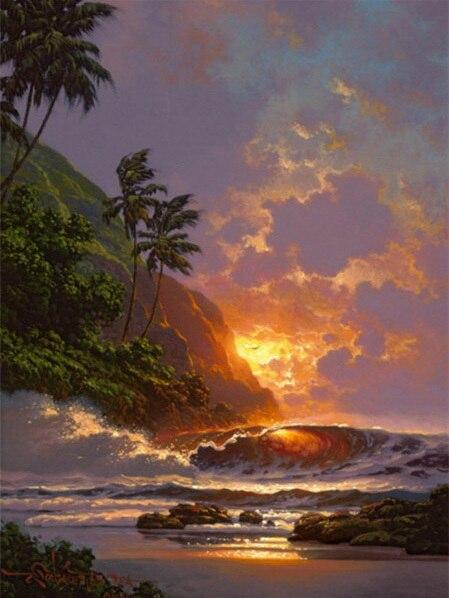 5d Diamond Painting Landscape Mountain Diamond Embroidery Sale Sunset River Rhinestones Mosaic Wall Art