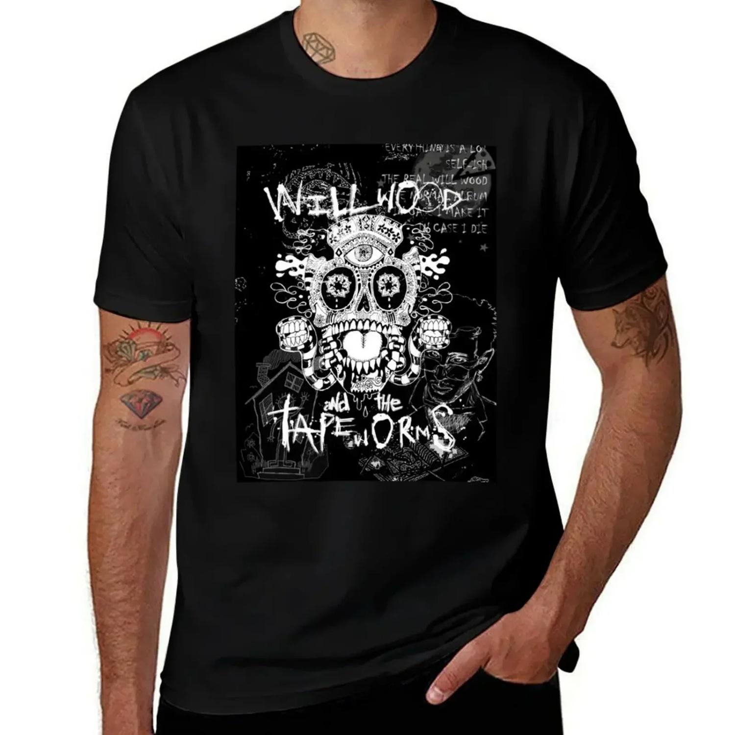 

Will Wood and The Tapeworms Artwork Design T-Shirt Funny t-shirt tops korean fashion Blouse t shirt men S чёрный