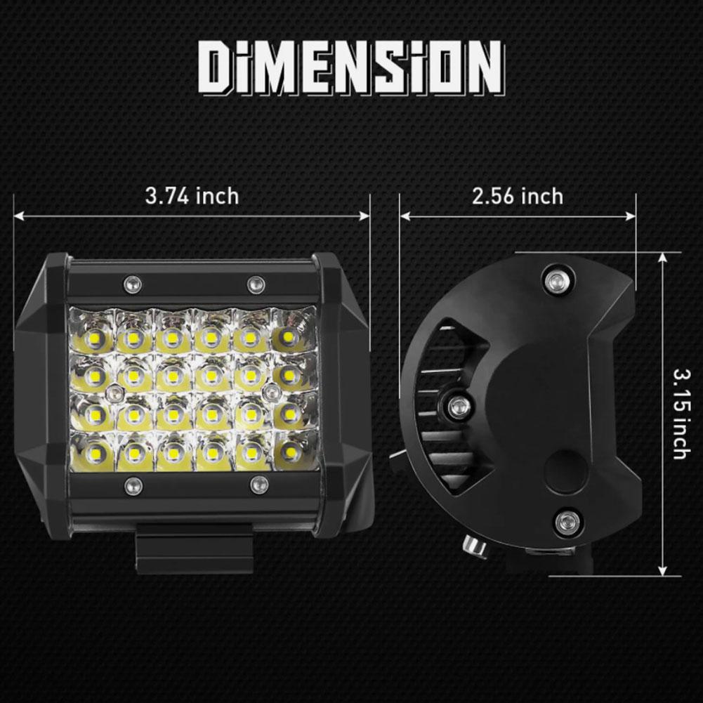 4-inch Automotive LED Work Light 4-row Ultra Bright 72W Motorcycle Spotlight Off Road Vehicle Roof Light Accessories