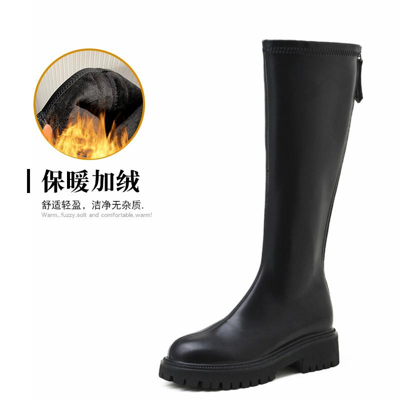 2025 Autumn and Winter New Long Boots Female Knight Boots But Knee Thick Sole Inner Height Increase Elastic Thin Boots High Boots