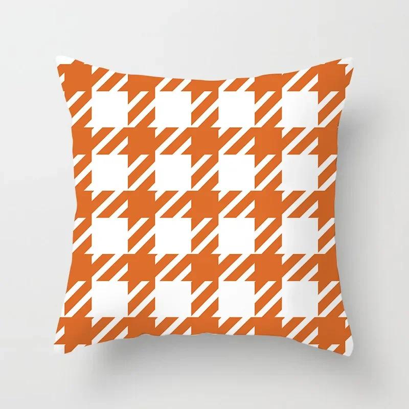 Nordic Orange Pattern Sofa and Bedside Pillow Cover Modern Simple Casual Waist Head Pillow Cushion Cover Pillows Decor Home 45cm