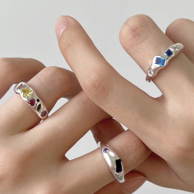 Colorful Heart Cubic Zirconia Adjustable Ring: Elegant & Trendy Women's Stackable Index Finger Jewelry