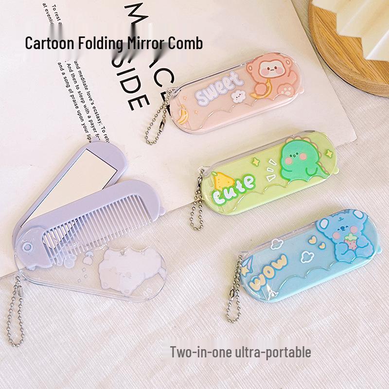 Compact Folding Pocket Mirror with Integrated Comb - Perfect for Makeup and Touch-Ups on the Go