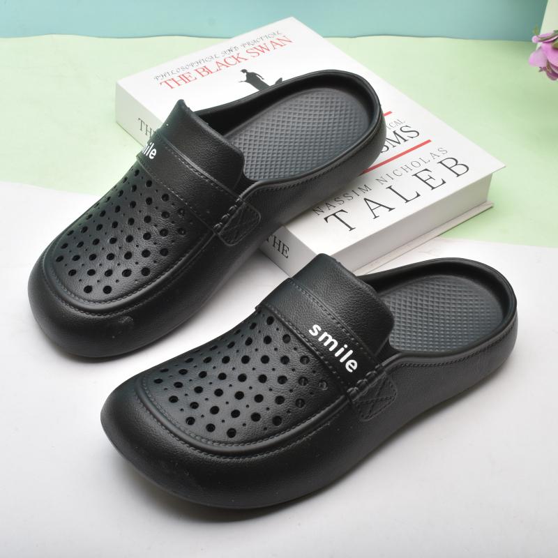 Damen Sommer Loch-Zehen Strand Pantoffeln: Leicht, Hohlkonstruktion, Flacher Boden.