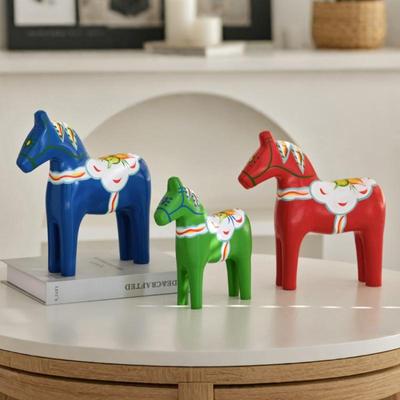 (PH)1/2PCS Dalecarlian Horse Ornament Novelty Traditional Home Decoration Collection Souvenir Memento Swedish Dala Horse Statue