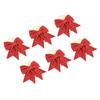 6pcs Glitter Bow Ornaments Multifuntional Party Accessories Xmas Decorative Glitter Ties for