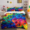 Colorful Peacock Feather Art Bedding Set For Kids Luxury Gift 3Pcs Digital Print Comforter Set Soft Comfortable Breathable