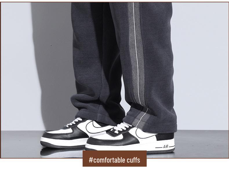 Men's Fleece-Lined Wide-Leg Sweatpants, Winter Sports Casual Pants for Spring/Autumn 2025