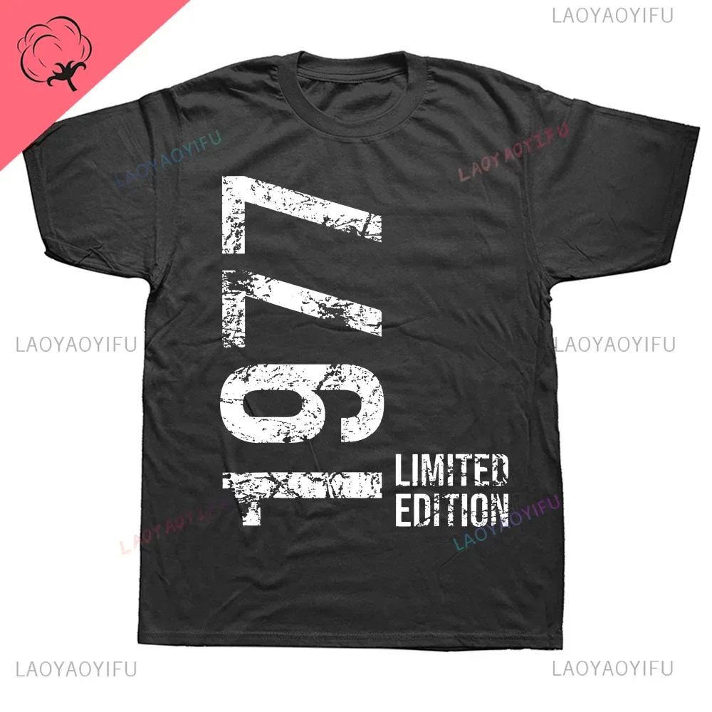 

1977 T-shirt Graphic Fun 47th Birthday Gift Slim Fit Vintage Cotton Street Wear Short Sleeve Birthday Gift Summer T-shirt S