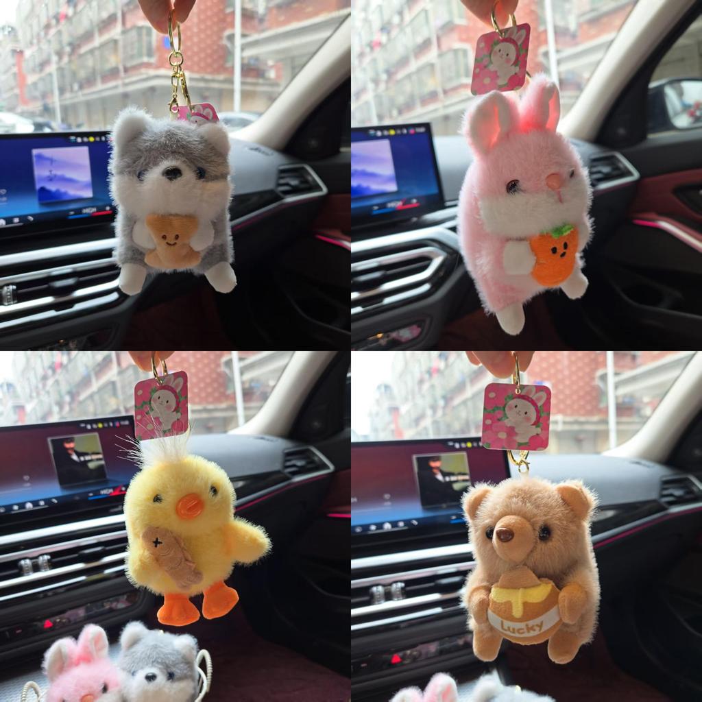 Animal Plush Keychain Set With Soft Pp Cotton For Kids And Bag Decor