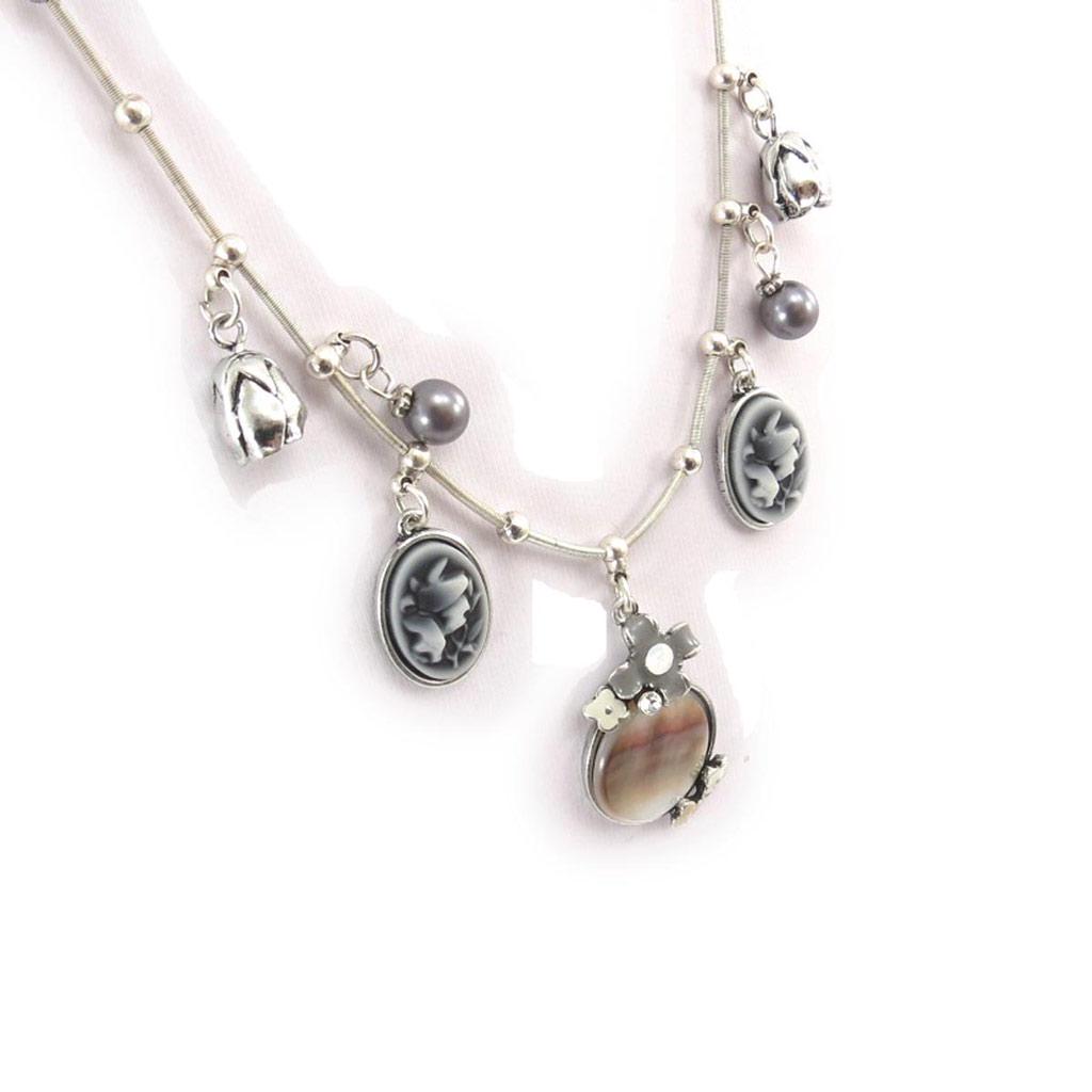 Les Trésors De Lily [J7942] - Silver Gray 'Scarlett' Designer Necklace