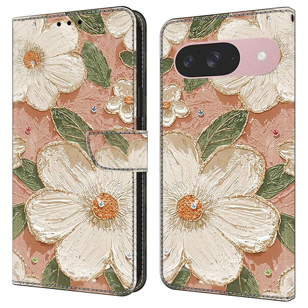 For Google Pixel 9 Pro/Pixel 9 Case Pattern Printing Anti-Drop Leather Flip Wallet Phone Cover