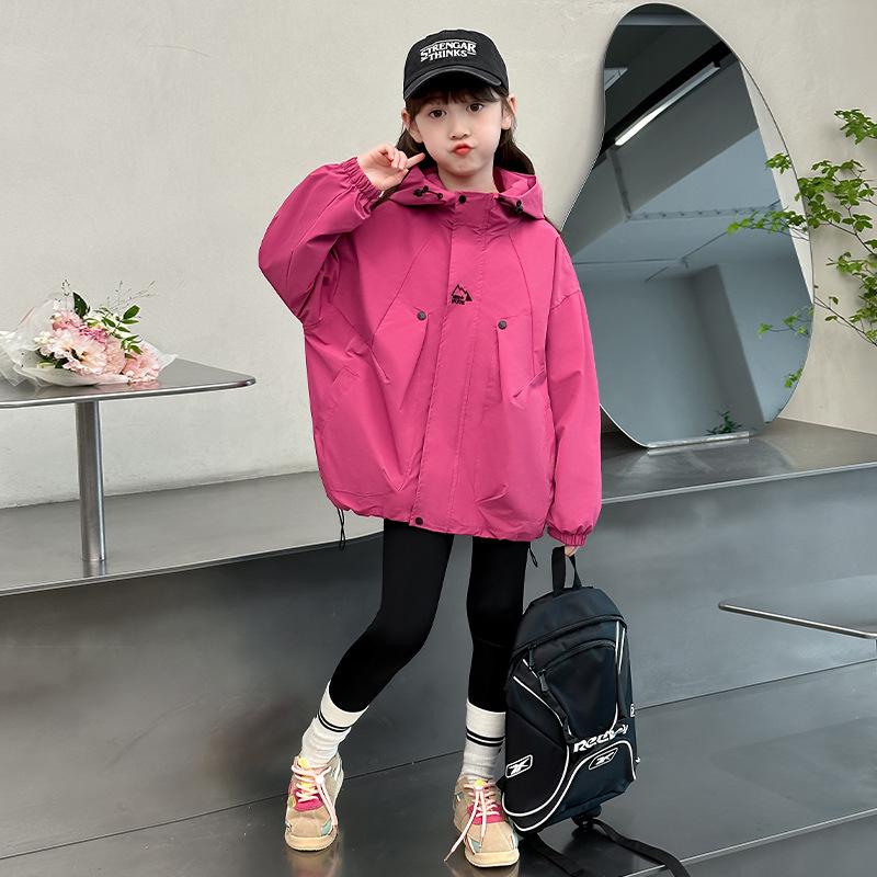 

2025 New Girls Spring/Autumn Windbreaker Jacket - Fashionable Outdoor Top 170 cm