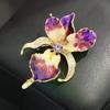 Elegant Enamel Orchid Flower Brooches Beautiful Women's Clothes Bag's Plants Brooch Pins Accessories Gifts
