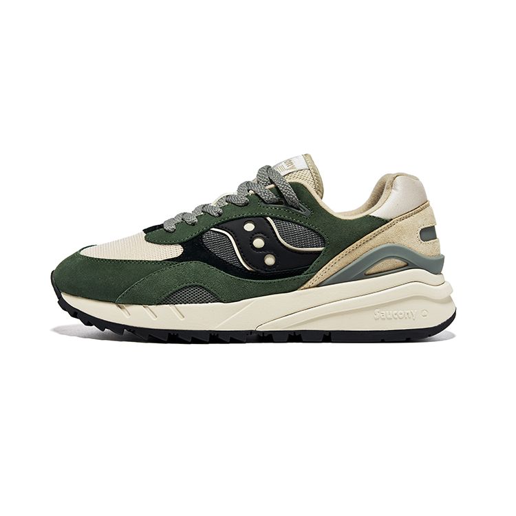 SAUCONY Shadow 6000 Retro Comfortable EVA Rubber Non-Slip Increased Height Low-Top Running Shoes Unisex Sneaker Green Rice Black S79050-4