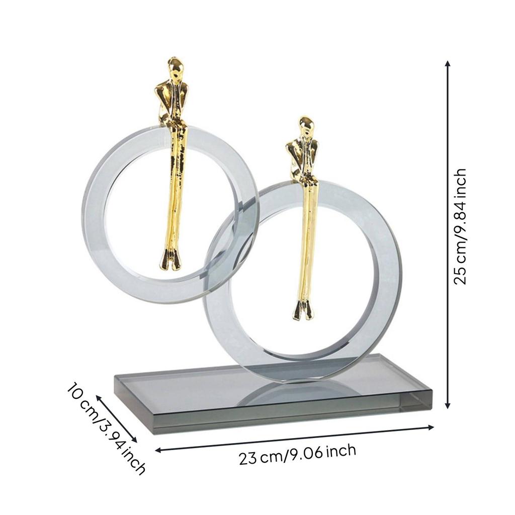 Human Figure Sculpture Abstract with Glass Base Modern Art Statue