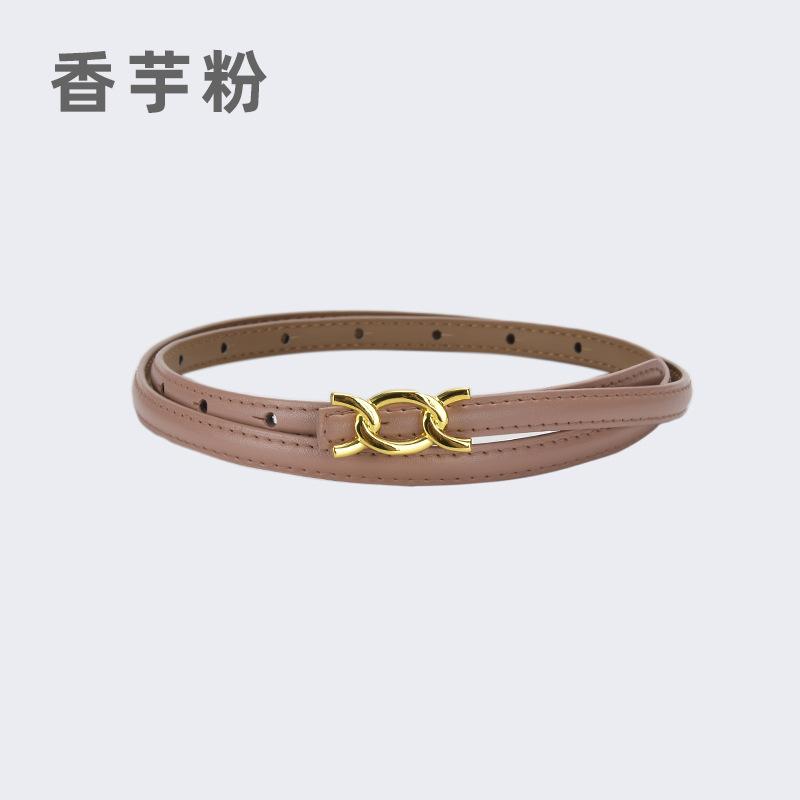 Vier Jahreszeiten Verfügbar Neuer Damen Dünner Gürtel Dekoration Anzug Mantel Mit Kleid, Rindsleder Dünner Gürtel Schlicht Und Modisch