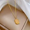 English Square Brick Personality Minimalist Wind Furnace Real Gold Necklace Female Clavicle Chain