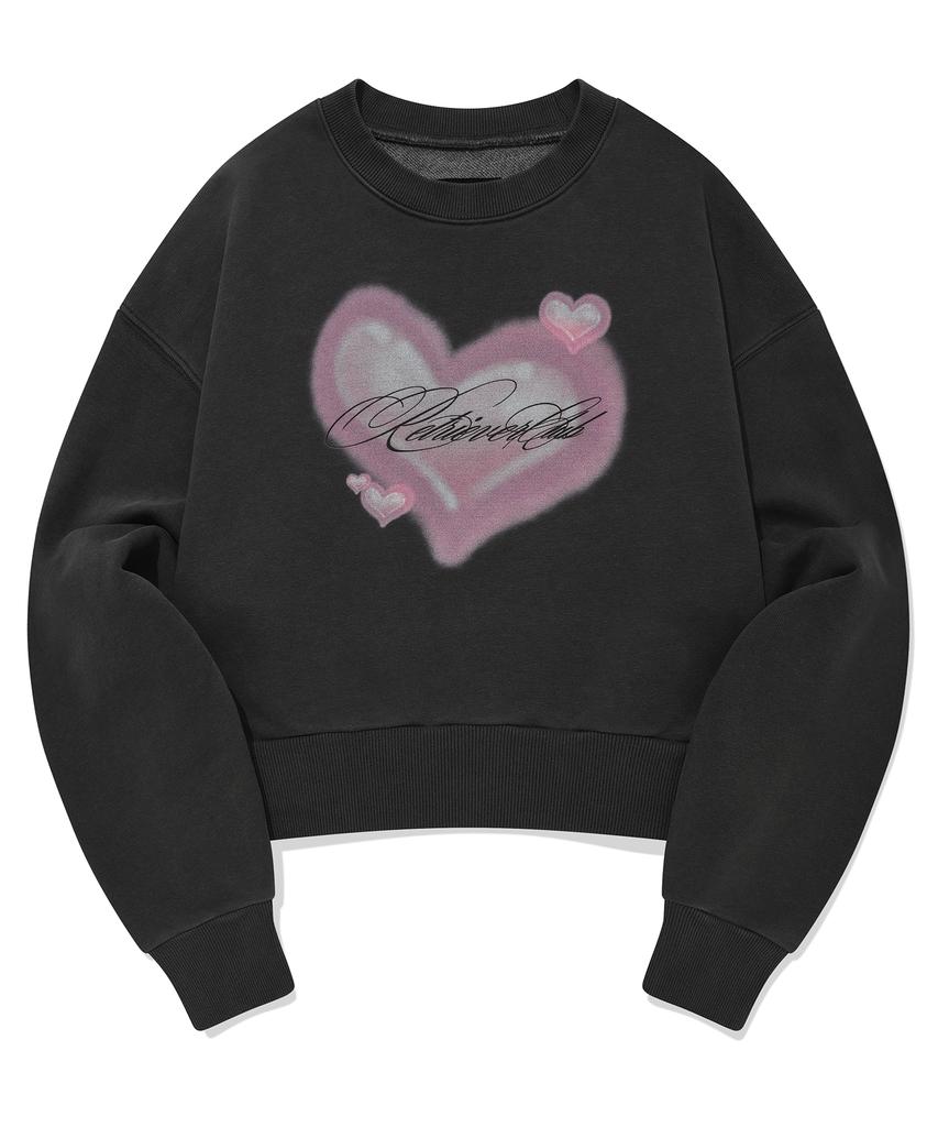 RETRIEVER CLUB Heart Crop Crewneck [Pigment Black]