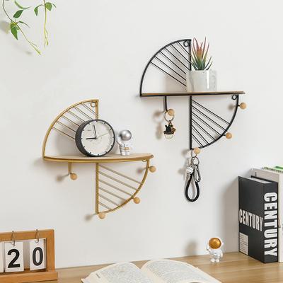 Modern Simple Iron Hooks Wall Fan-shaped Shelf Home Living Room Wall Decoration Multi-purpose Key Hooks