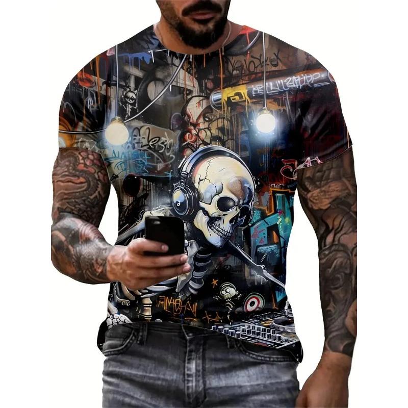 Summer Round Neck 3D Funny Animal Pattern Print Top Fashionable Casual Short Sleeved Men's T-shirts