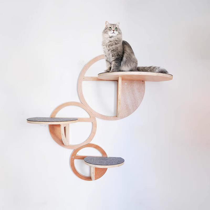 Wall-mounted round cat jumping platform of different sizes, solid wood, beautiful home, suitable for cats to play and jump