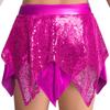Girls Jazz Dance Costume Sparkly Sequins Metallic Asymmetric Skirt Performance Dancewear