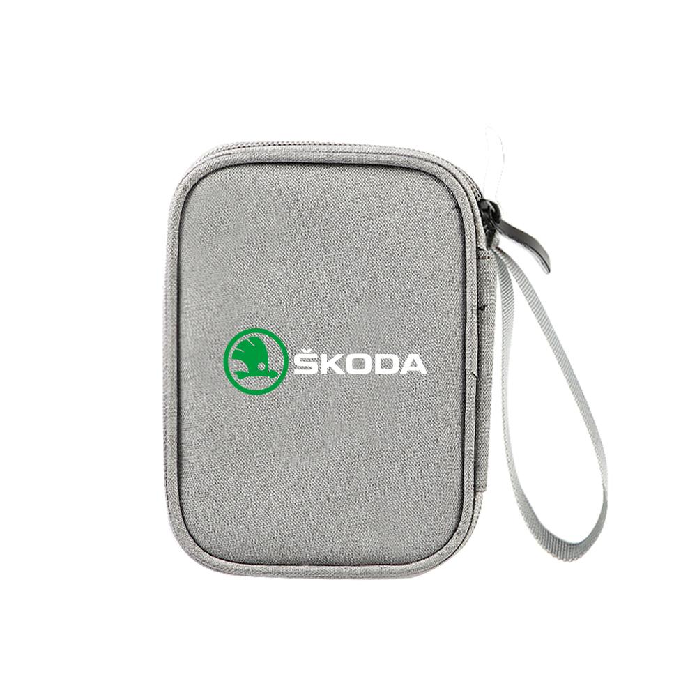 Car Travel Organizer Portable Key Case Earphone Storage Bags For Skoda S Octavia A5 3 VII VRS Vision Kodiaq Favorit Rapid Fabia WD8