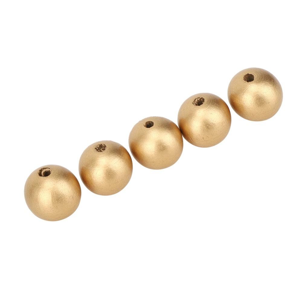 100Pcs Gold Wood Beads DIY Jewelry Beading Supplies Handmade Bracelet Necklace Jewelry Crafting 100Pcs