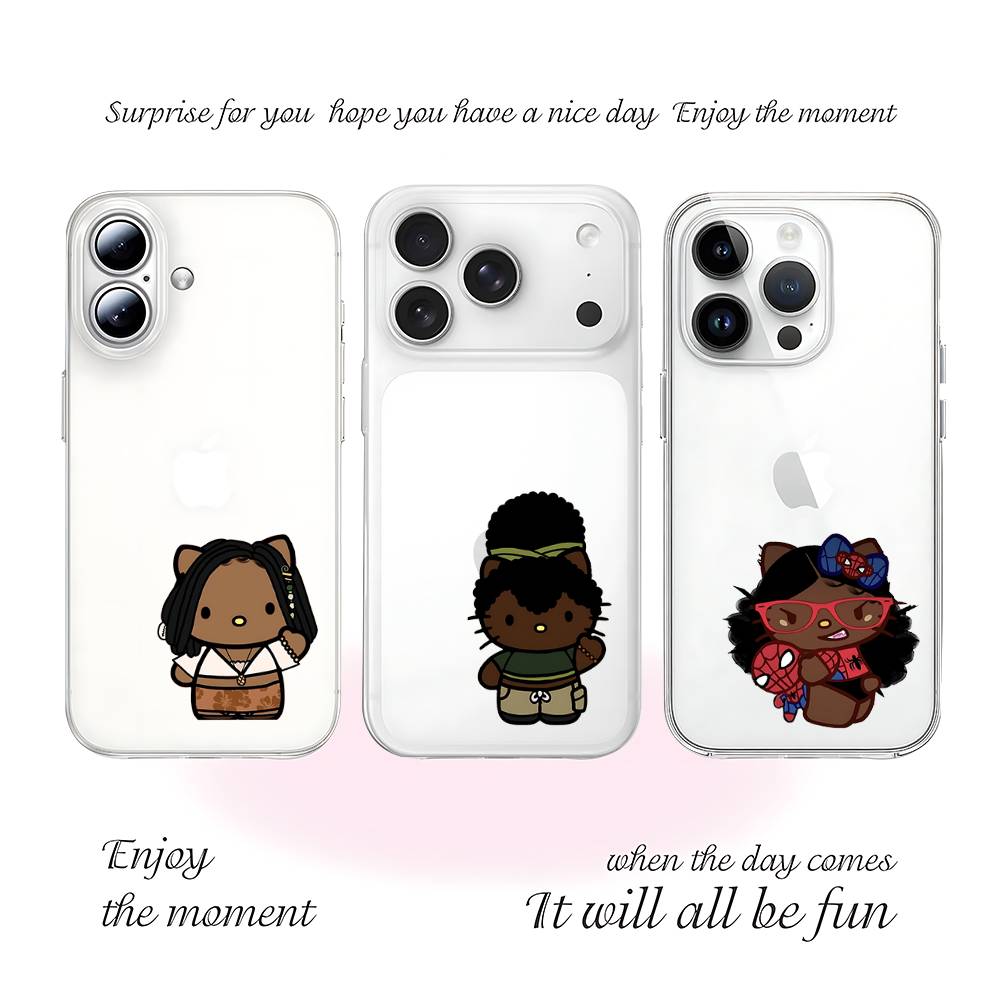 B-Black Earthy Head Wrap H-Hello K-Kit-ty Phone Case For Iphone17 16 15 11 13 14 Pro Max 7 8 Plus X Xr Xs Max Se2020 12mini Tran