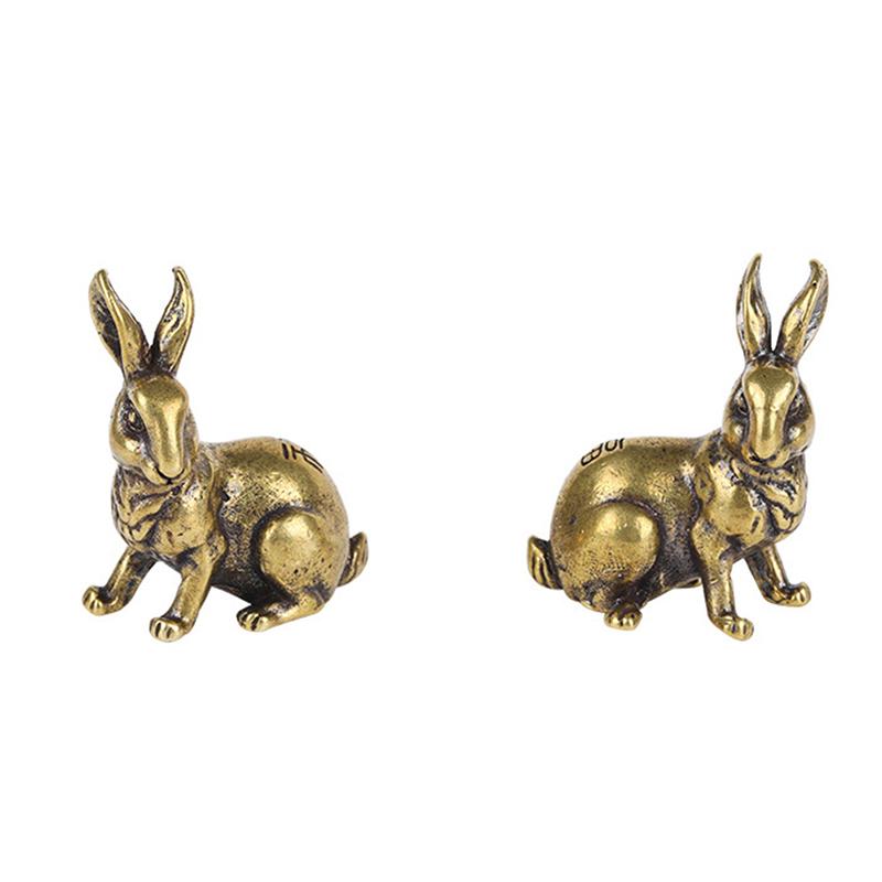 Buy 1 Pair Antique Copper Zodiac Lucky Rabbit Statue Ornaments Solid
