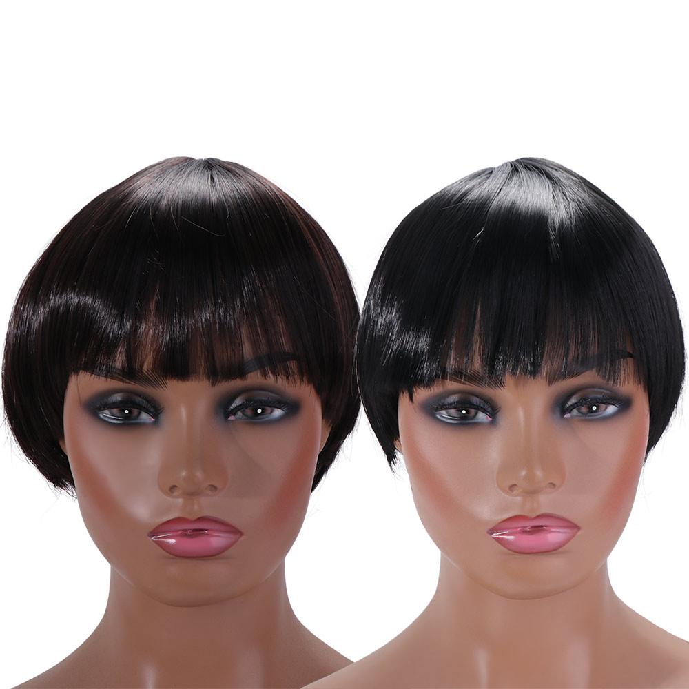 Synthetic Short Mushroom Wig Music Costume Men Brown Cosplay Wig 60's Bowl Cut Wigs  Nightclub Bar