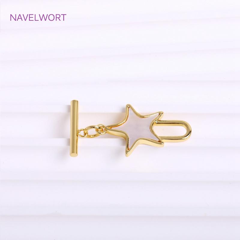 Trendy Natural Shell Pentagram OT Clasps,18K Gold Plated Star Toggle Clasps Connector For Bracelet Necklace Making Accessories