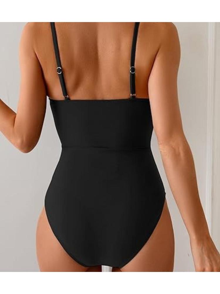 One Piece Swimsuit Women Sexy Solid Color Bikini Swimwear Fashion Elegant Beach Vacation Swimwear
