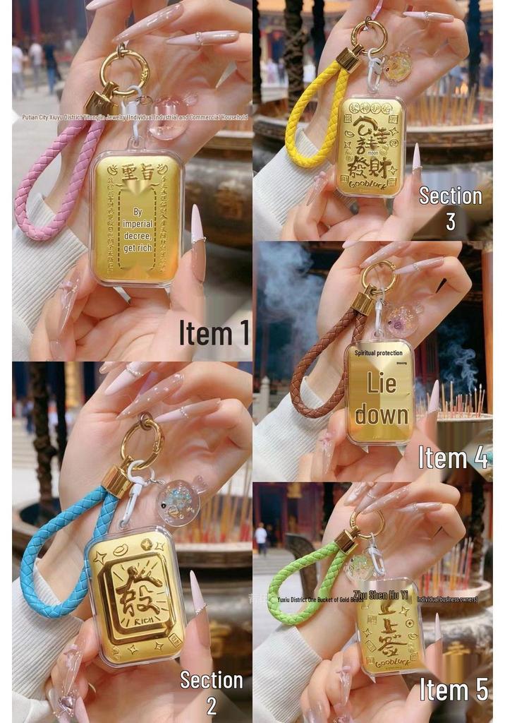 Porte-clés et Lanière pour Téléphone Portable Charme Porte-Bonheur Or Pur 999 Cadeau, 20mg