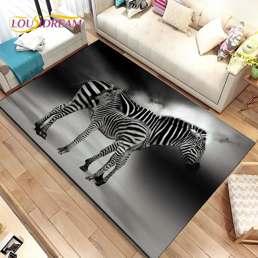 Zebra Wild Animal  Area Rug Large,Carpet Rug for Living Room Bedroom Kitchen Doormat Decoration,Children Play Non-slip Floor Mat
