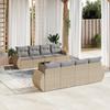 Vidaxl 9-Cz. Garden Furniture Set With Cushions, Beige, Poly Rattan