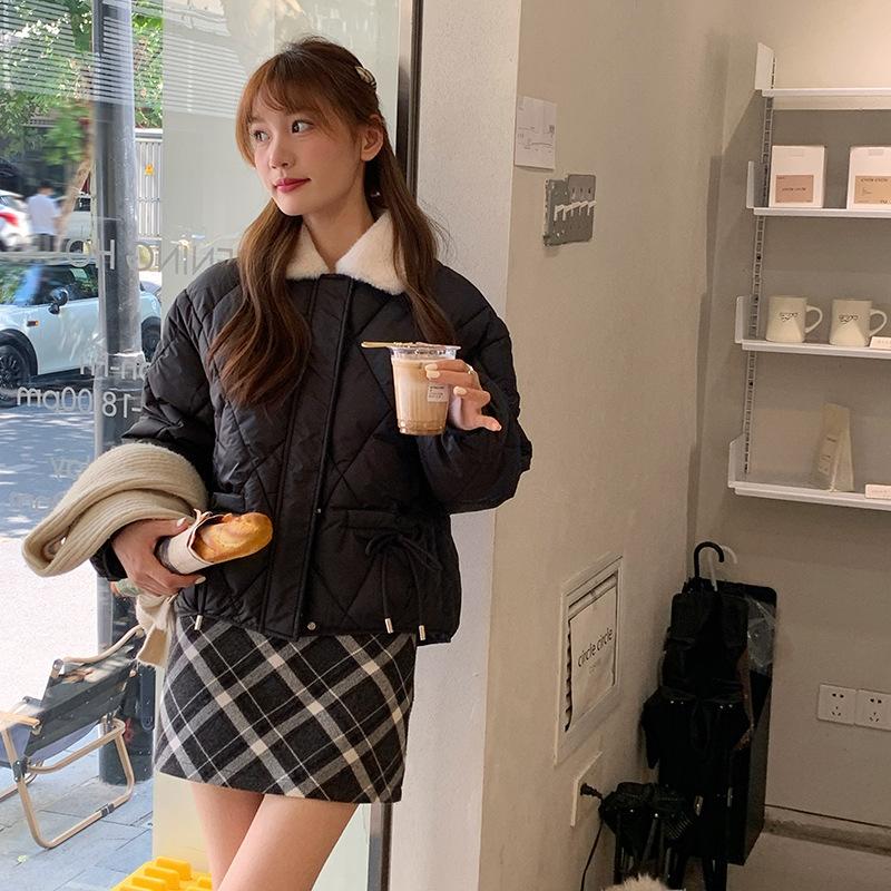 

Женская новая лацканная ветрозащитная легкая утолщенная пушистая теплая свободная высококачественная ткань для отдыха, спортивная хлопковая одежда L чёрный