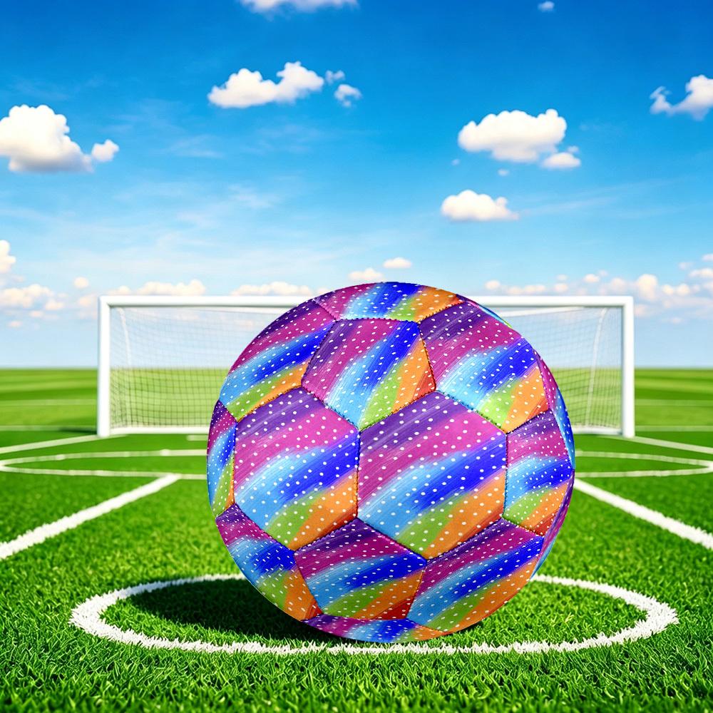 1 st Polka Dot Regenboog Maat 5 Voetbal Professioneel Wedstrijd Training Voetbal Binnen & Buiten Sportbal Lichtgewicht Duurzaam m6522