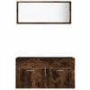 2 Piece Bathroom Furniture Set Smoked Oak Wood Based Material