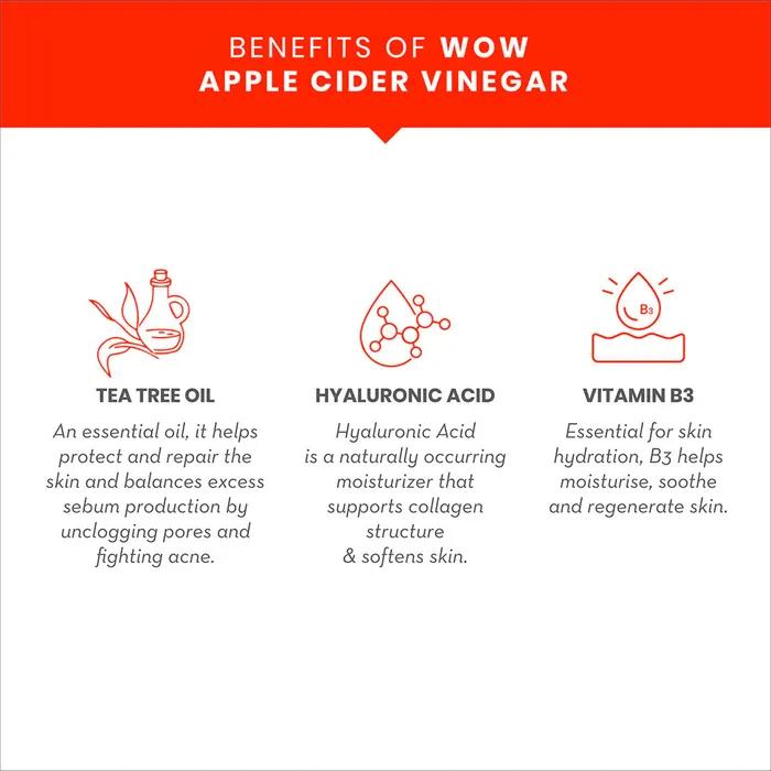 Wow Skin Science Apple Cider Vinegar 2 In 1 Face Lifting Sheet Mask - Controls Oil and Balances Ph Level, Pack of 3